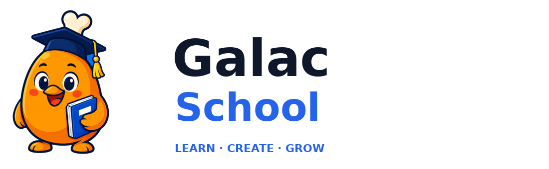 Mascot Galac School đội mũ tốt nghiệp và cầm sách
